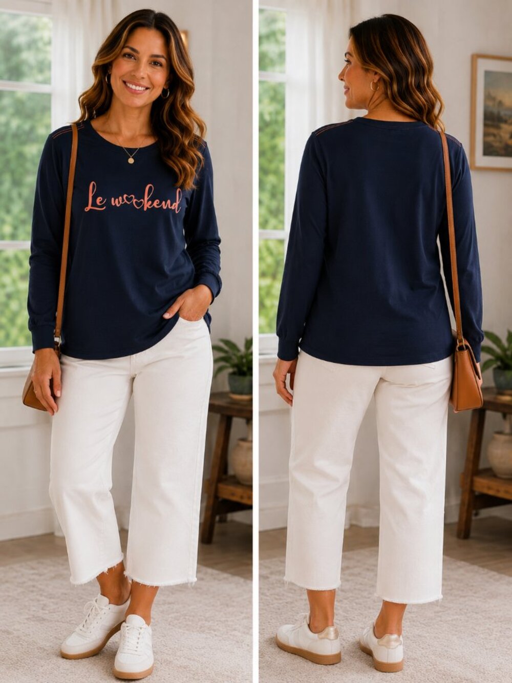 💙 AnyBody Le Weekend Navy Long Sleeve Top Size M